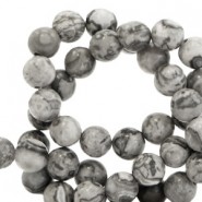 Natural stone beads round 4mm Moon grey